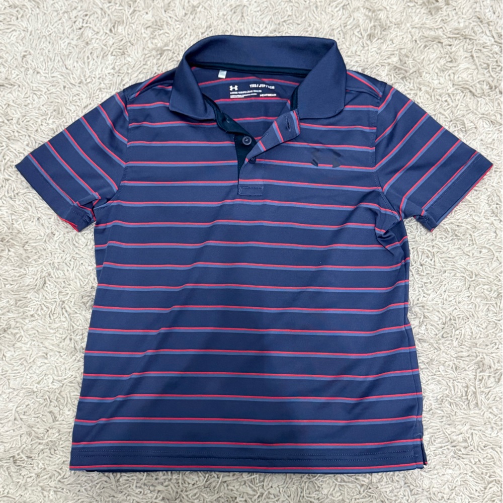 Under Armour Kids Polo - Navy and Red Stripes